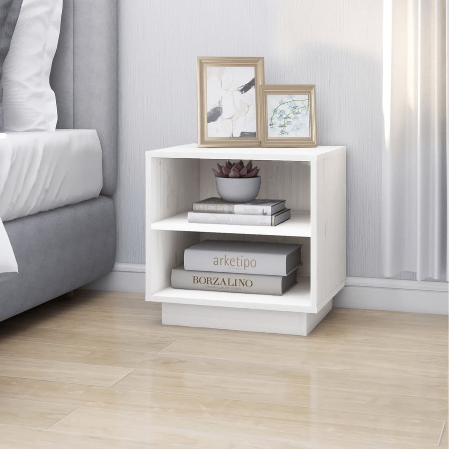 Nachtkastjes 40X34X40 Cm Massief Grenenhout 2 Wit