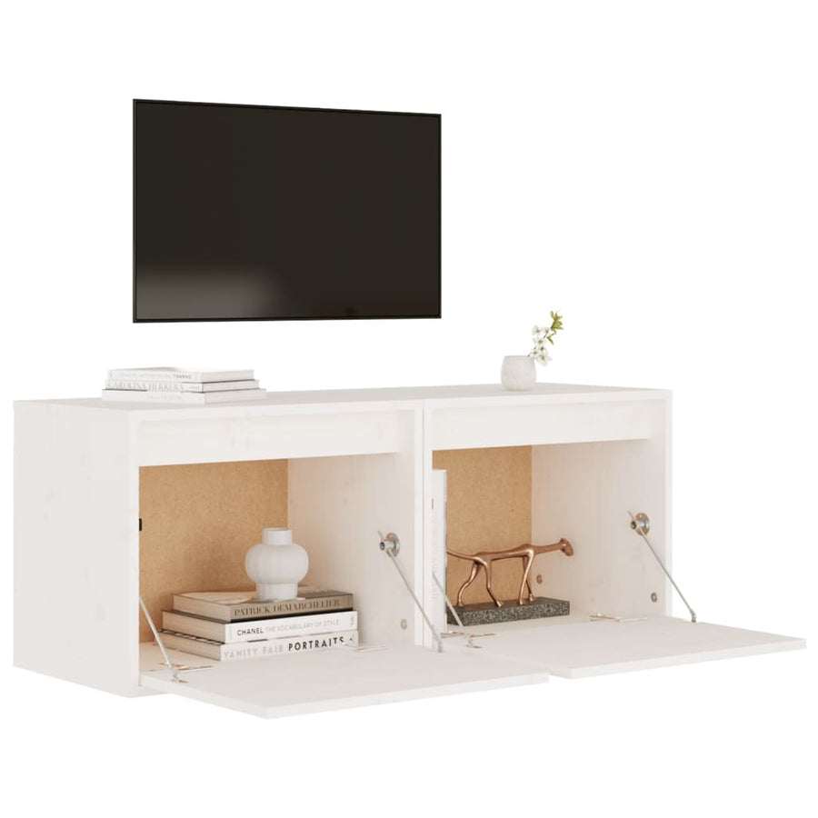 Wandkasten 45X30X35 Cm Massief Grenenhout 2 Wit