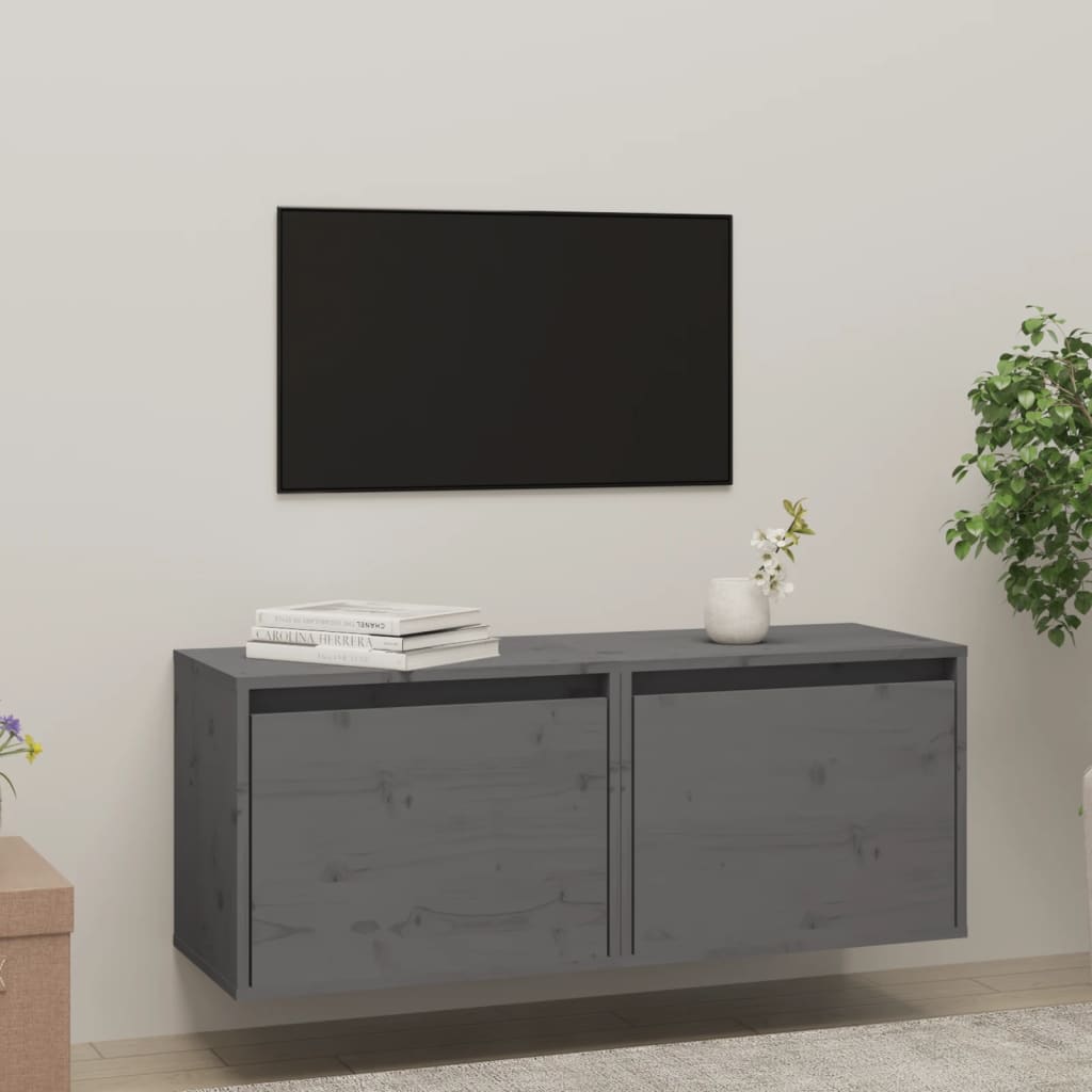 Wandkasten 45X30X35 Cm Massief Grenenhout 2 Grijs