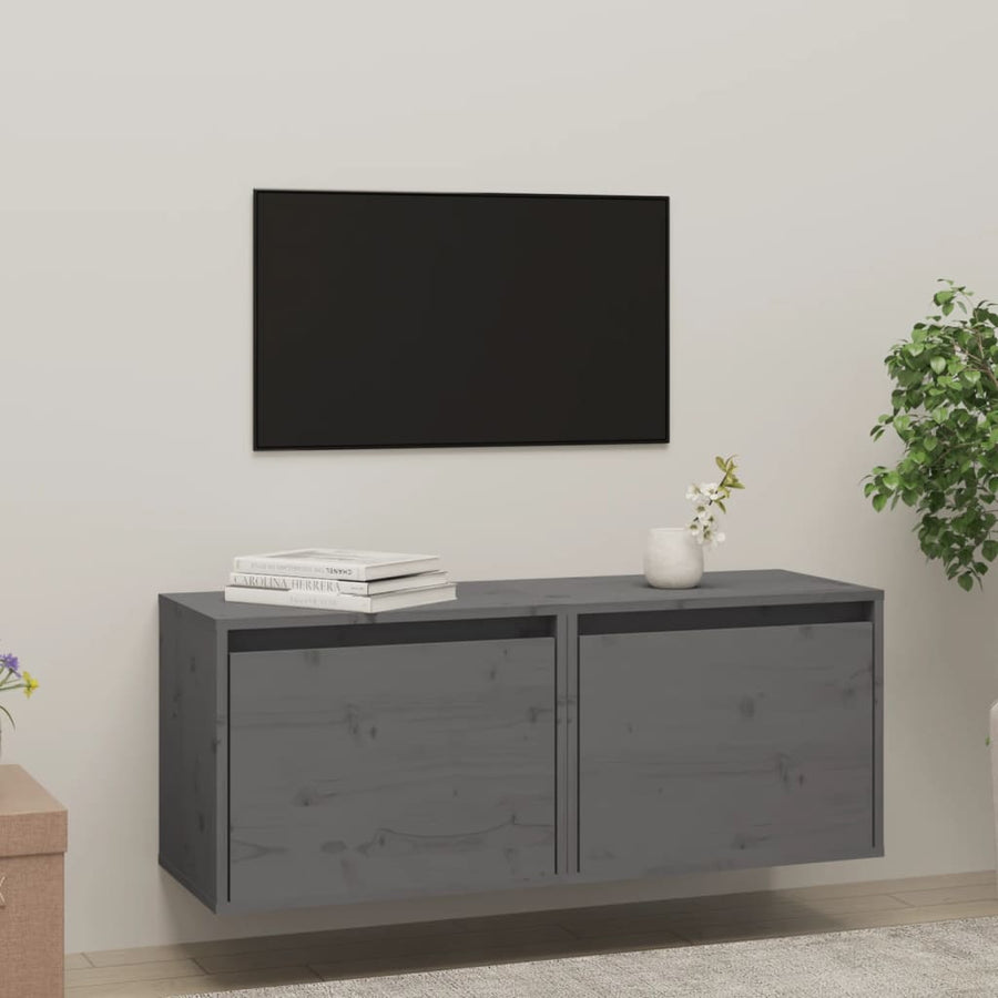 Wandkasten 45X30X35 Cm Massief Grenenhout 2 Grijs