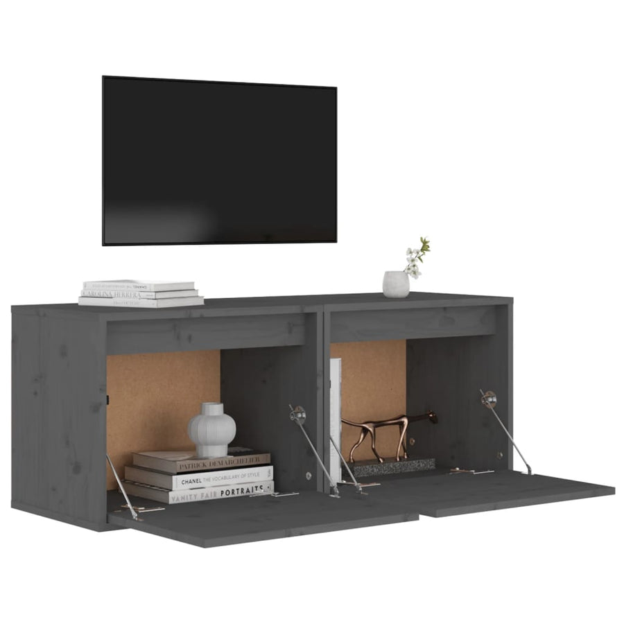 Wandkasten 45X30X35 Cm Massief Grenenhout 2 Grijs