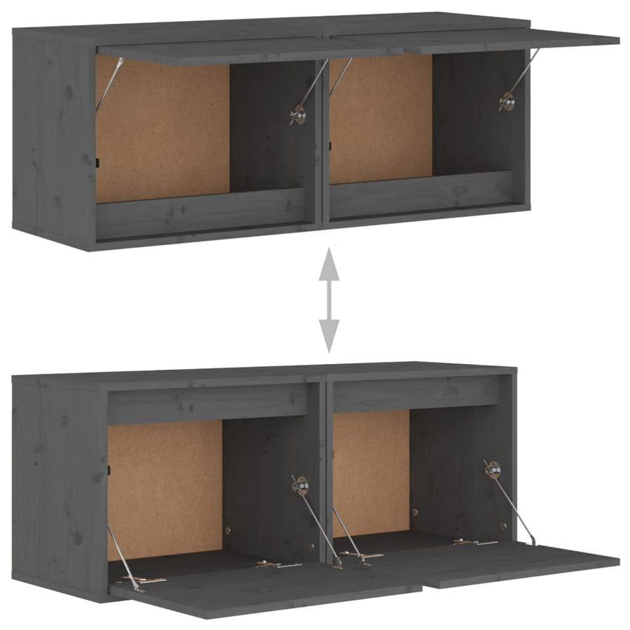 Wandkasten 45X30X35 Cm Massief Grenenhout 2 Grijs
