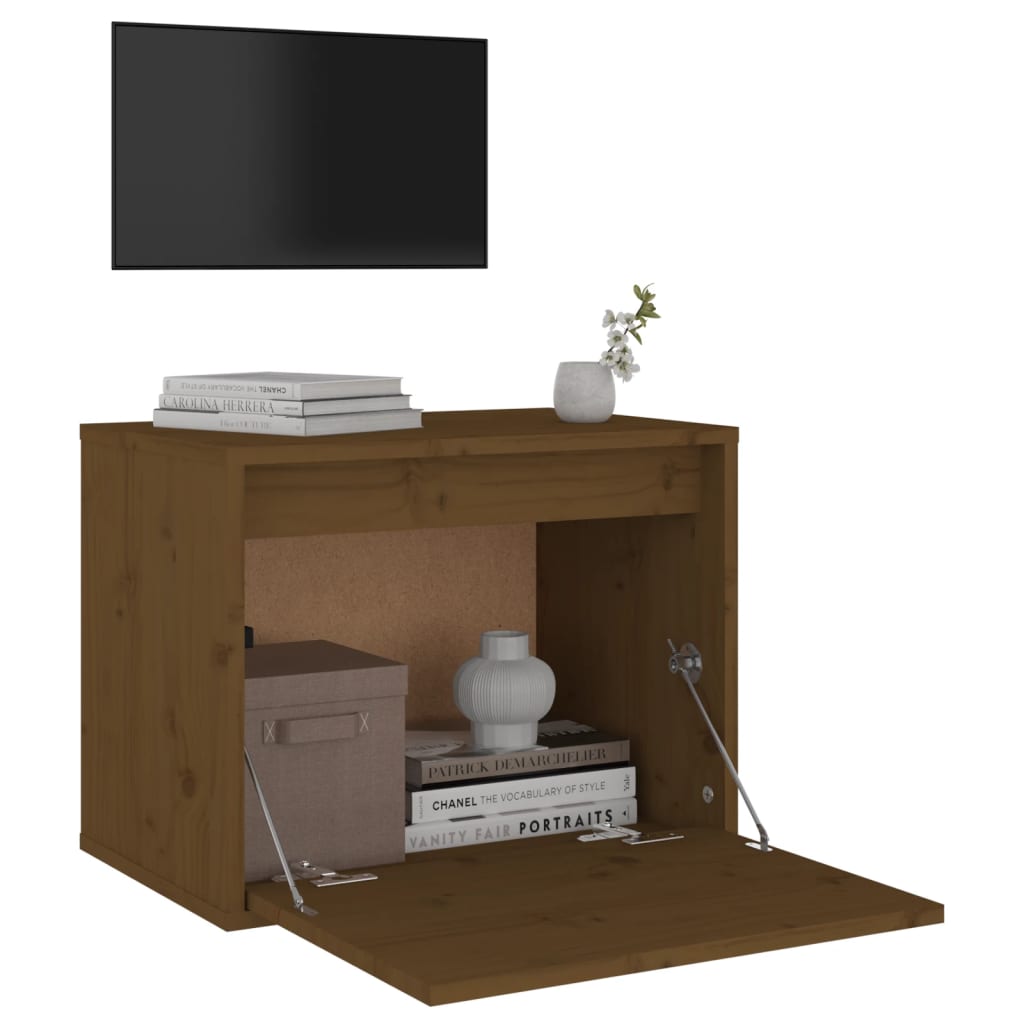 Wandkast 45X30X35 Cm Massief Grenenhout 1 Honingbruin