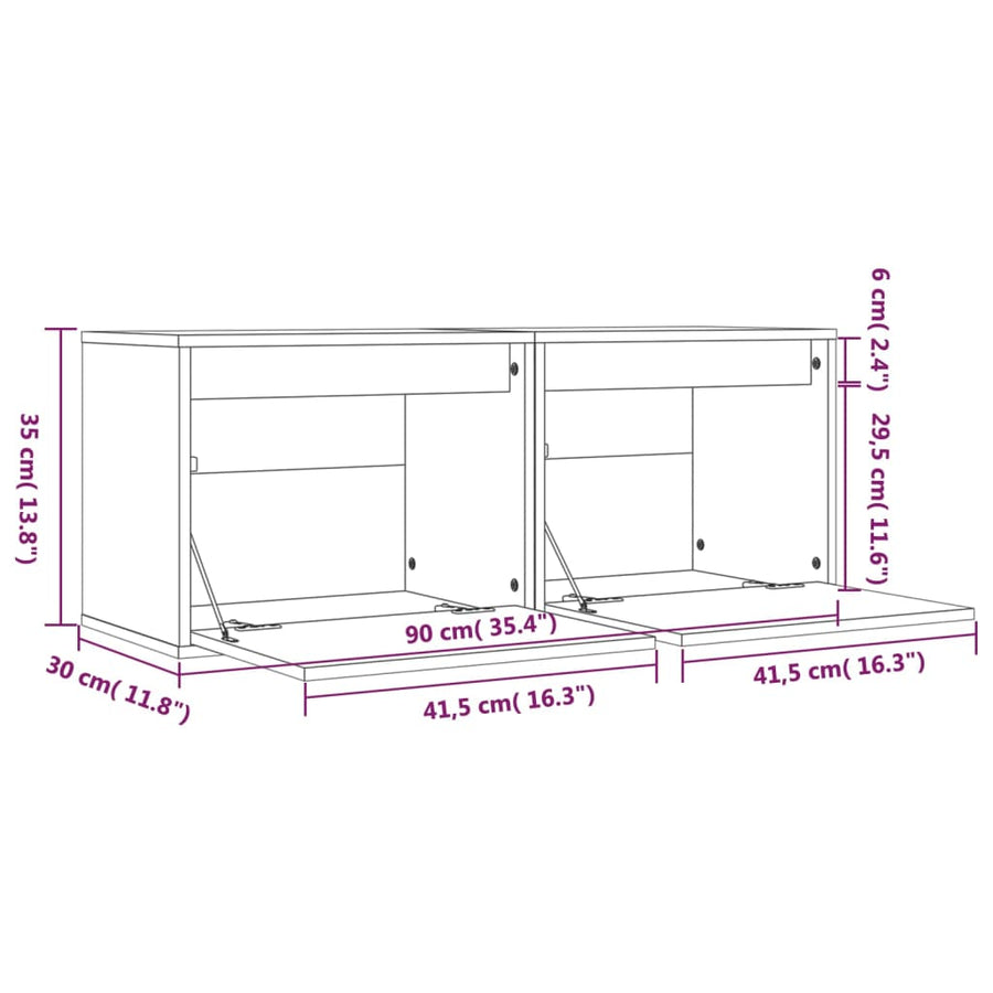 Wandkasten 45X30X35 Cm Massief Grenenhout 2 Honingbruin