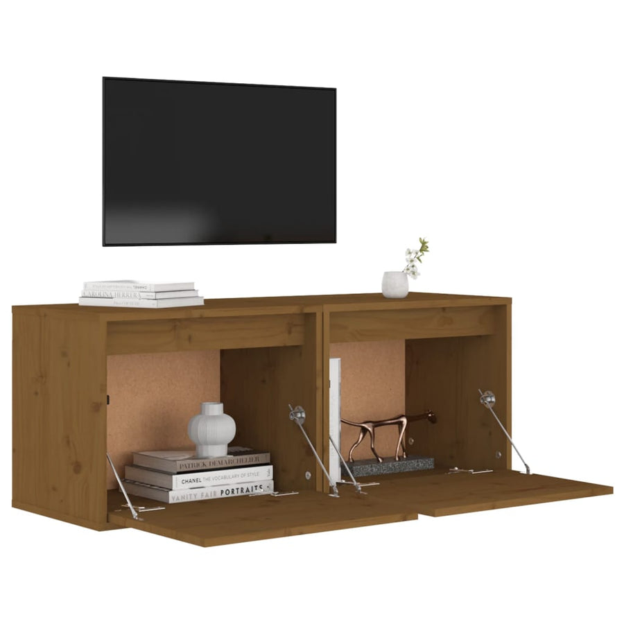 Wandkasten 45X30X35 Cm Massief Grenenhout 2 Honingbruin