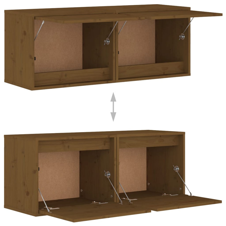 Wandkasten 45X30X35 Cm Massief Grenenhout 2 Honingbruin