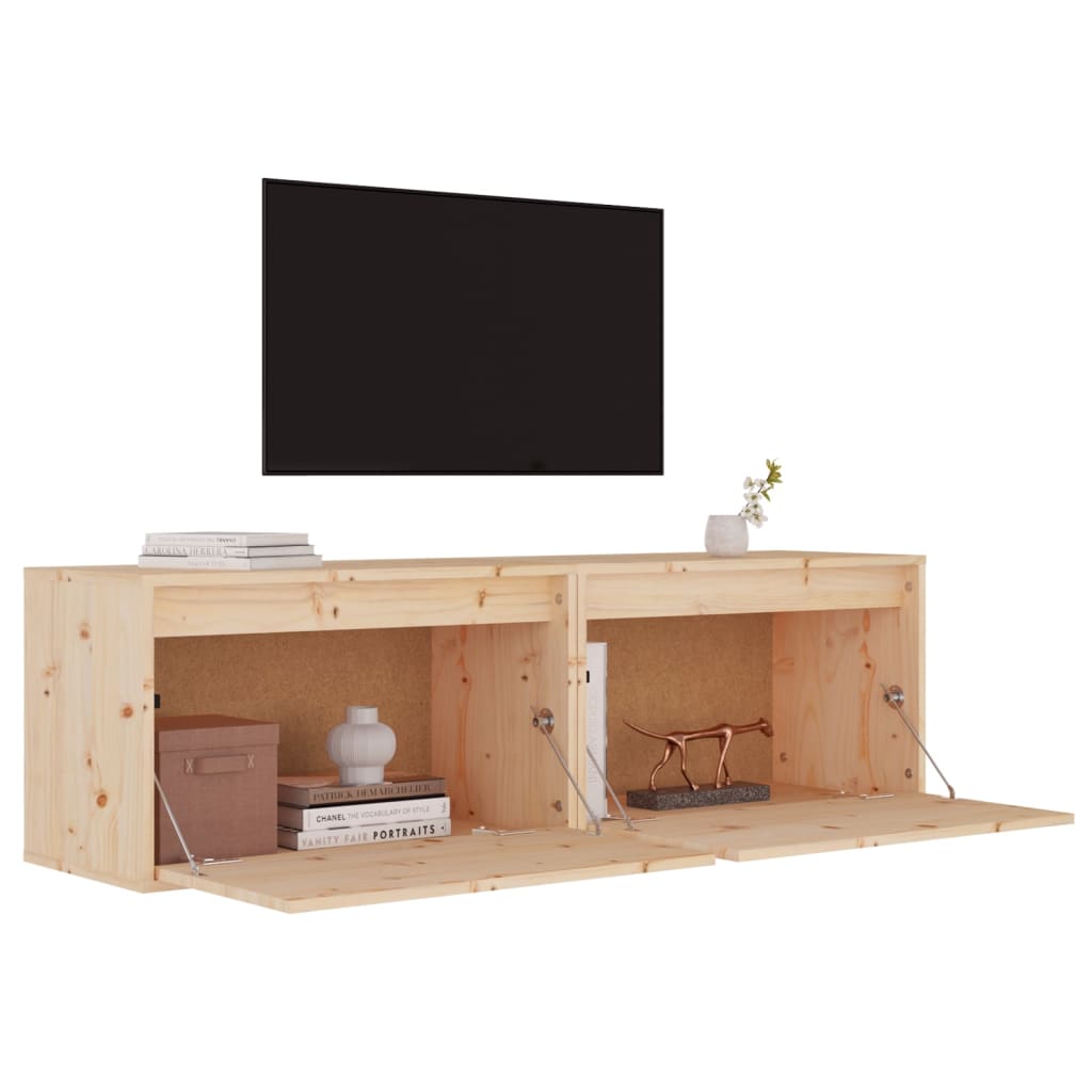 Wandkasten 2 St 60X30X35 Cm Massief Grenenhout