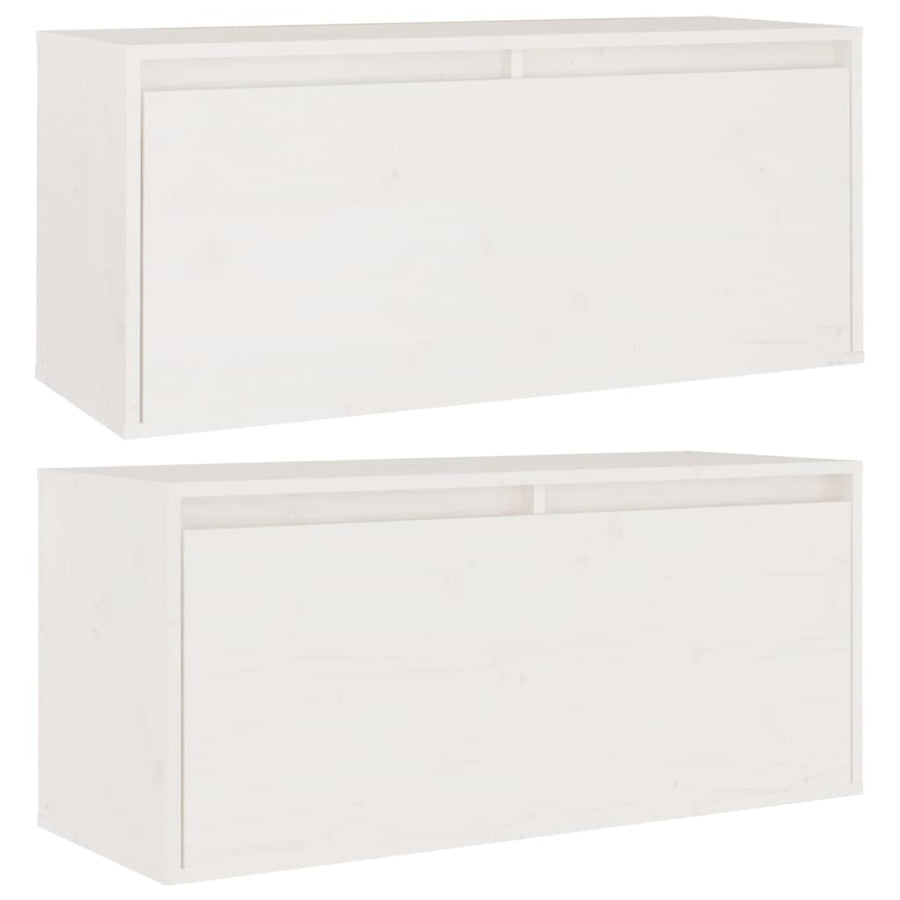 Wandkasten 80X30X35 Cm Massief Grenenhout 2 Wit