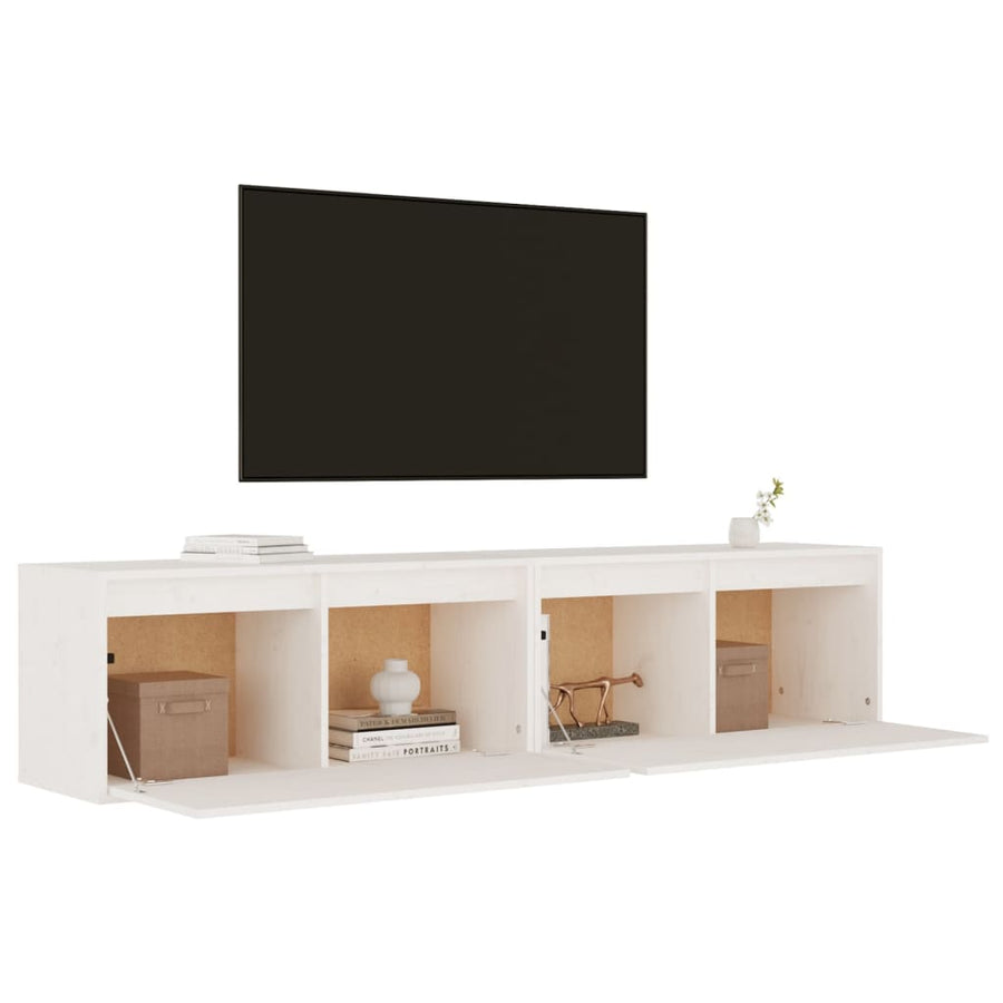 Wandkasten 80X30X35 Cm Massief Grenenhout 2 Wit