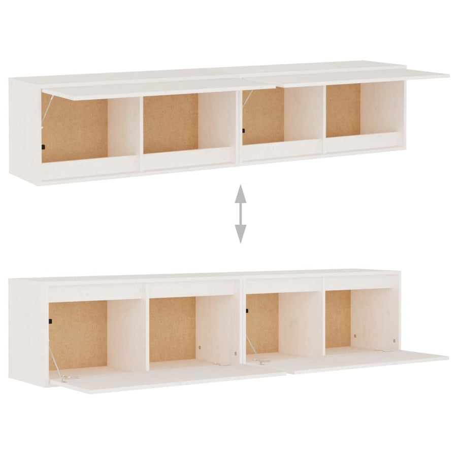 Wandkasten 80X30X35 Cm Massief Grenenhout 2 Wit