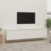 Wandkast 80x30x35 cm massief grenenhout wit (2 stuks)