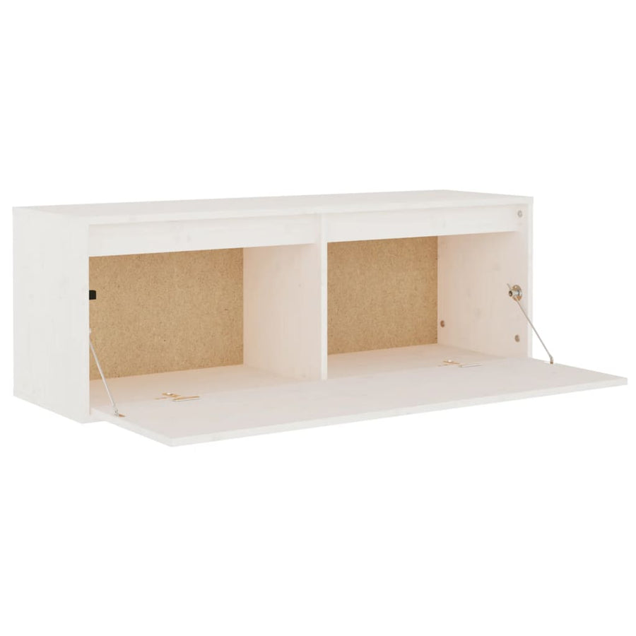 Wandkast 100x30x35 cm massief grenenhout wit 1 Wit