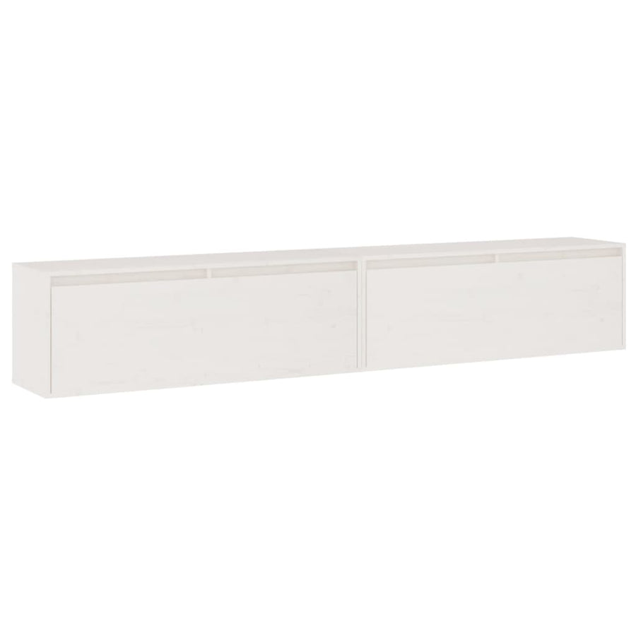 Wandkasten 2 st 100x30x35 cm massief grenenhout wit 2 Wit