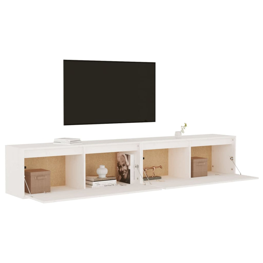 Wandkasten 2 st 100x30x35 cm massief grenenhout wit 2 Wit