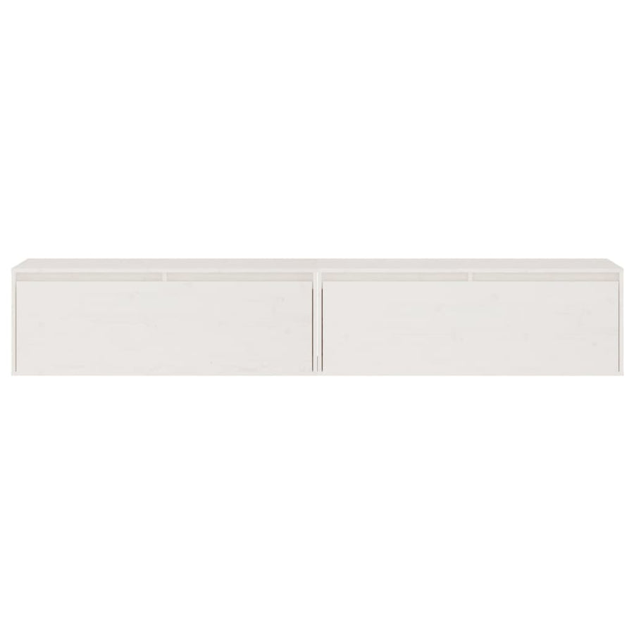 Wandkasten 2 st 100x30x35 cm massief grenenhout wit 2 Wit