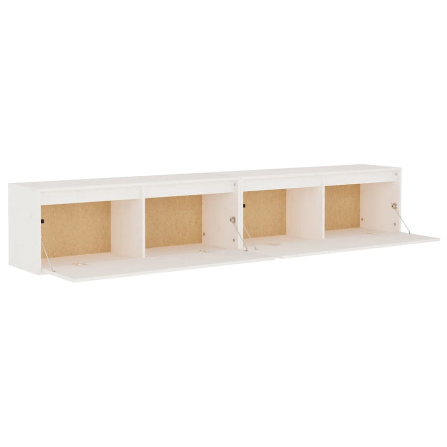 Wandkasten 2 st 100x30x35 cm massief grenenhout wit 2 Wit