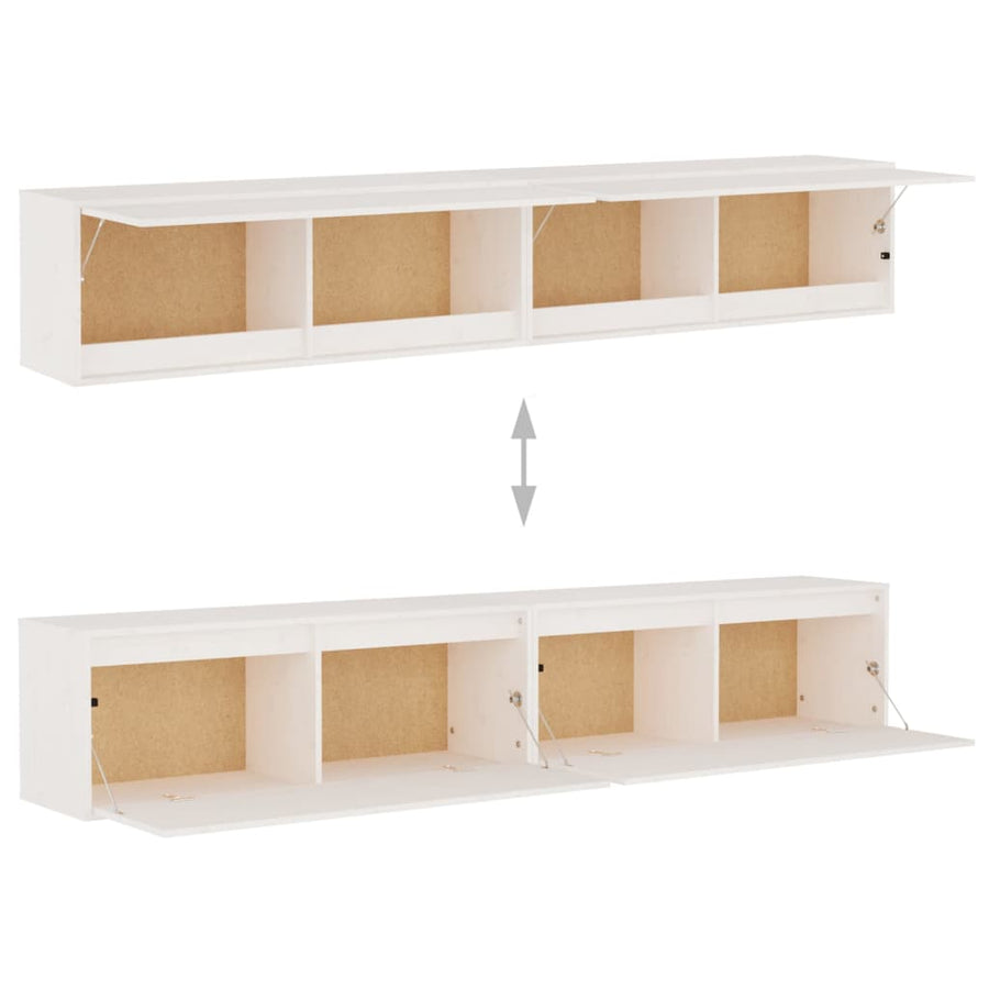 Wandkasten 2 st 100x30x35 cm massief grenenhout wit 2 Wit