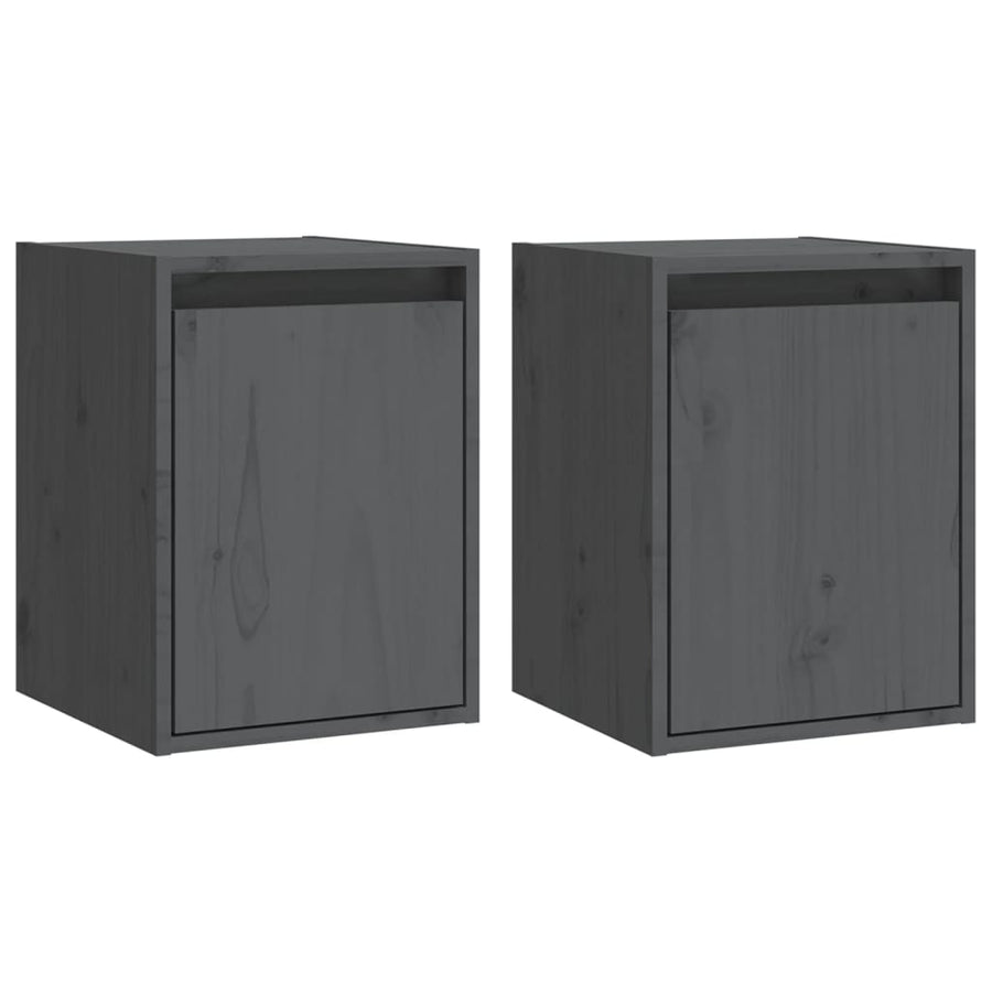 Wandkasten 2 st 30x30x40 cm massief grenenhout grijs 2 Grijs