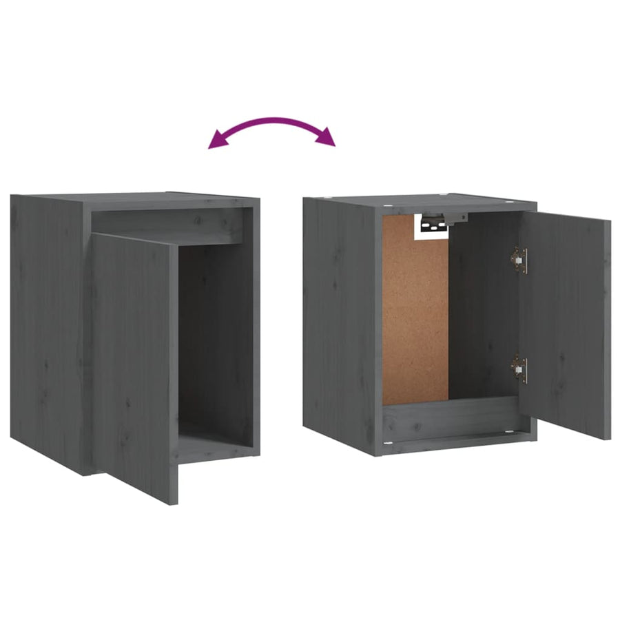 Wandkasten 2 st 30x30x40 cm massief grenenhout grijs 2 Grijs
