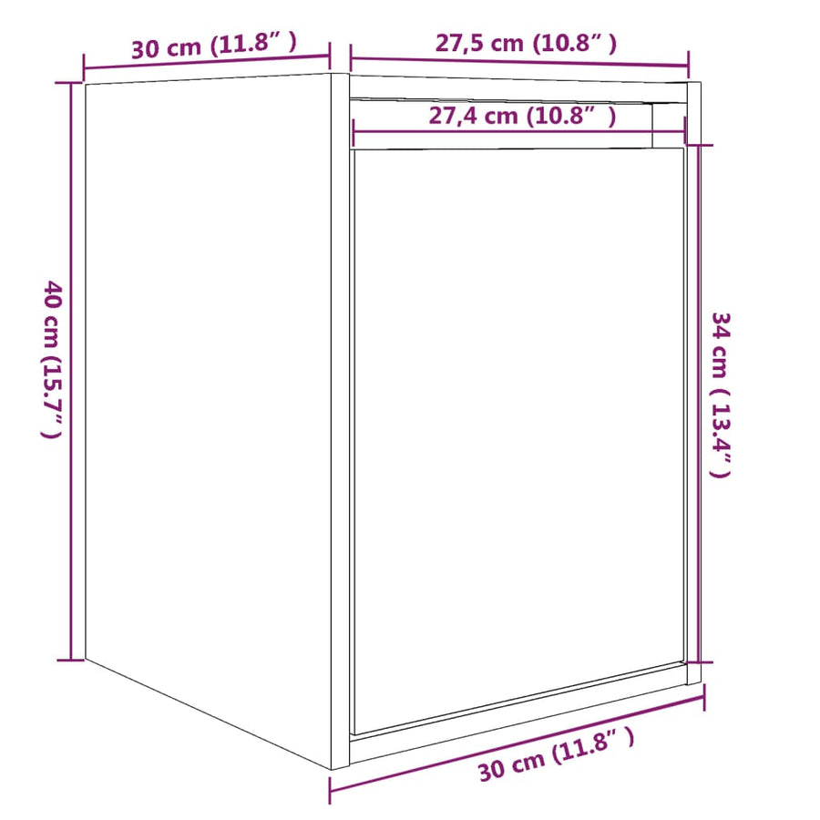 Wandkasten 2 st 30x30x40 cm massief grenenhout grijs 2 Grijs