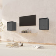 Wandkast 30x30x40 cm massief grenenhout grijs (2 stuks)