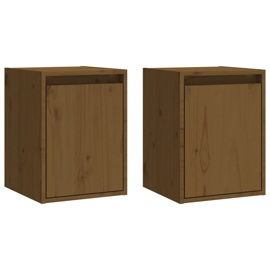 Wandkasten 2 st 30x30x40 cm massief grenenhout honingbruin 2 Honingbruin