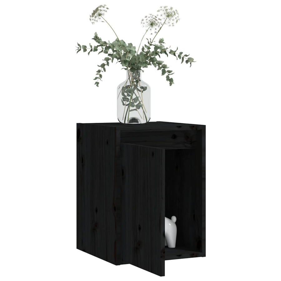 Wandkasten 2 st 30x30x40 cm massief grenenhout zwart 2 Zwart