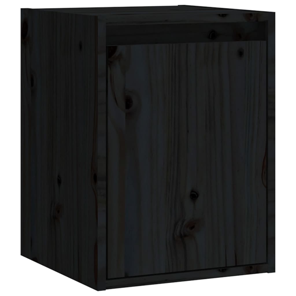 Wandkasten 2 st 30x30x40 cm massief grenenhout zwart 2 Zwart