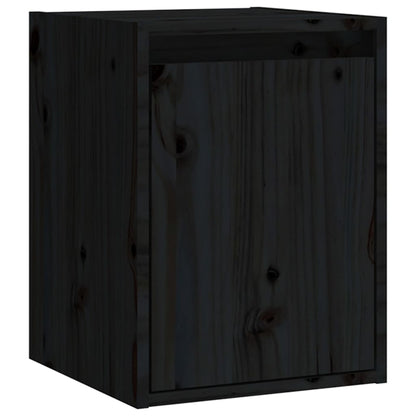 Wandkasten 2 st 30x30x40 cm massief grenenhout zwart 2 Zwart