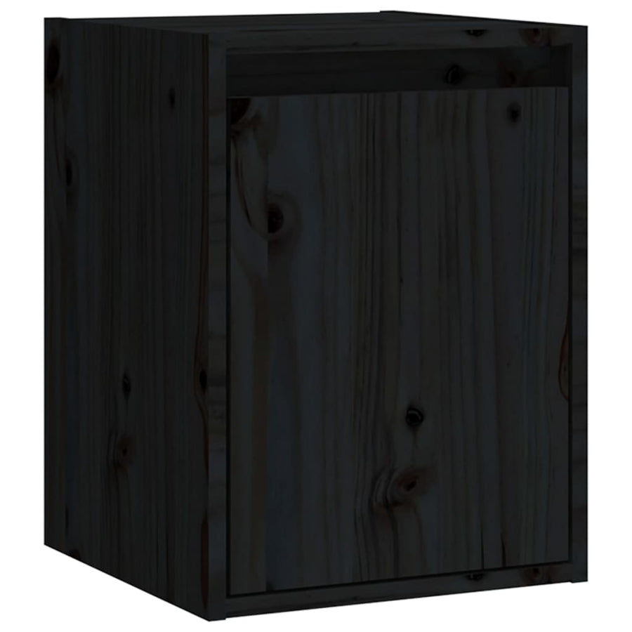 Wandkasten 2 st 30x30x40 cm massief grenenhout zwart 2 Zwart