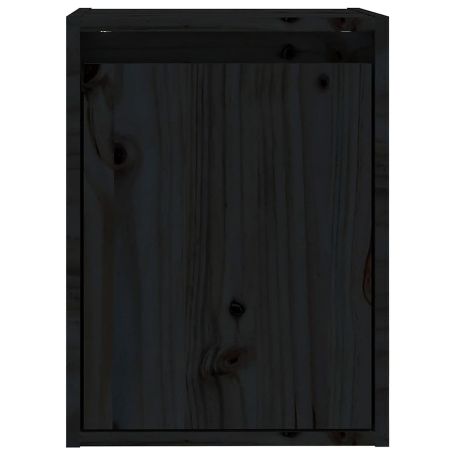 Wandkasten 2 st 30x30x40 cm massief grenenhout zwart 2 Zwart