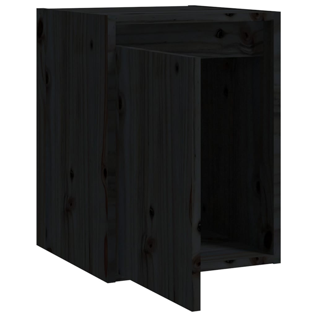 Wandkasten 2 st 30x30x40 cm massief grenenhout zwart 2 Zwart