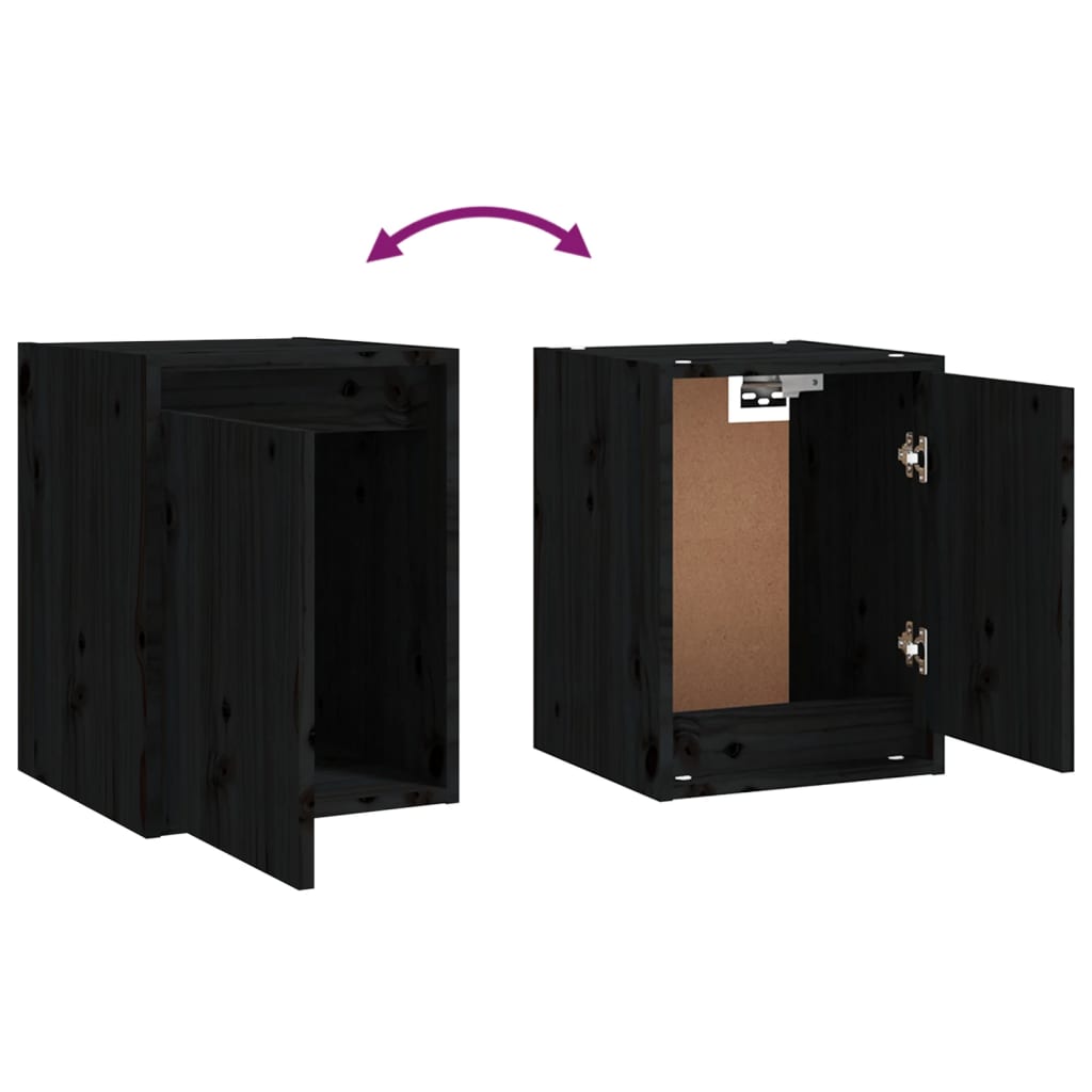 Wandkasten 2 st 30x30x40 cm massief grenenhout zwart 2 Zwart