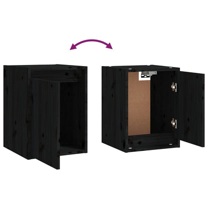 Wandkasten 2 st 30x30x40 cm massief grenenhout zwart 2 Zwart