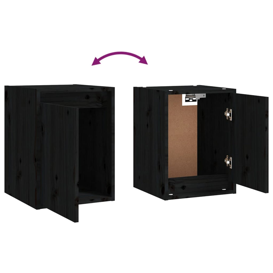 Wandkasten 2 st 30x30x40 cm massief grenenhout zwart 2 Zwart