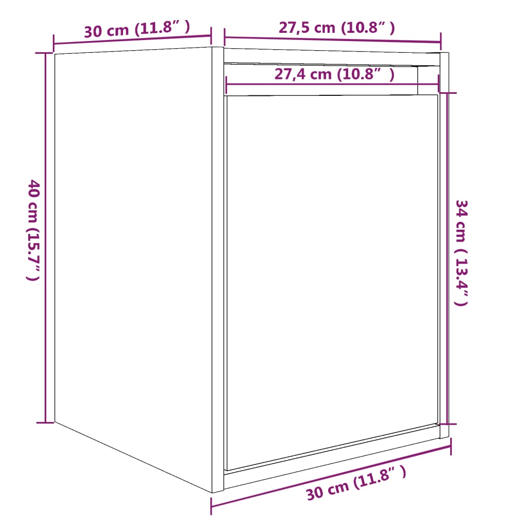 Wandkasten 2 st 30x30x40 cm massief grenenhout zwart 2 Zwart