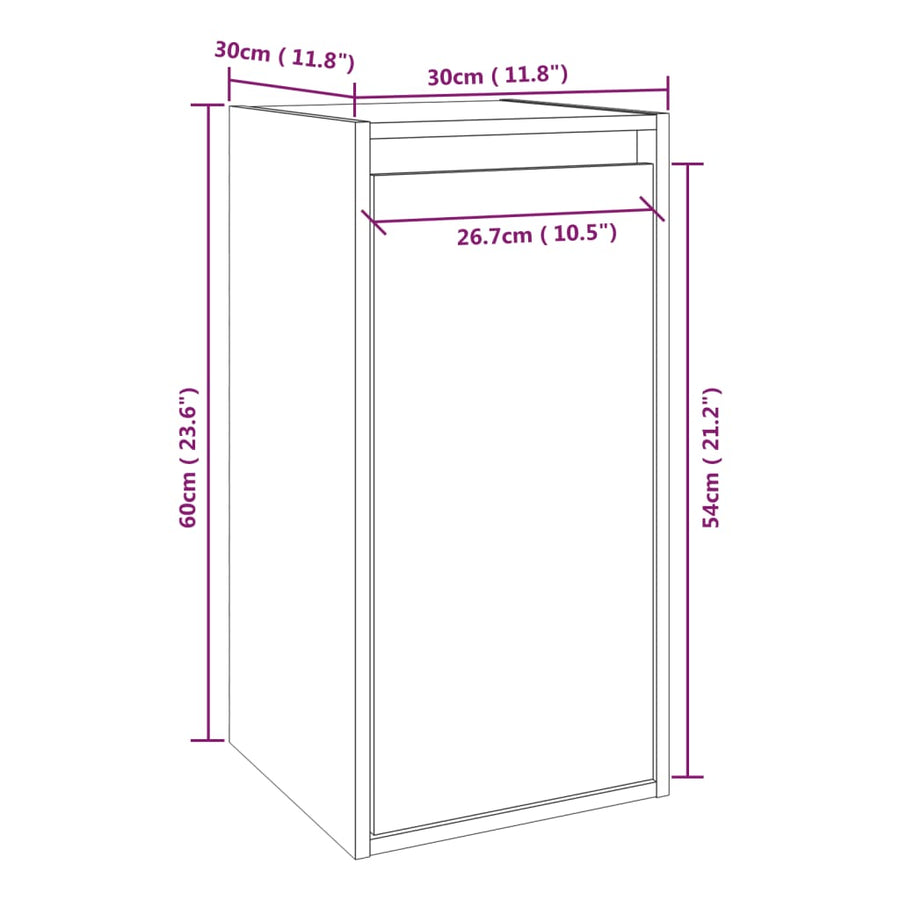 Wandkast 30x30x60 cm massief grenenhout wit 1 Wit