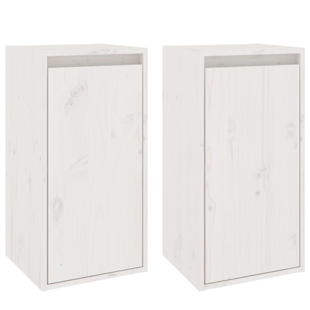 Wandkasten 2 st 30x30x60 cm massief grenenhout wit 2 Wit