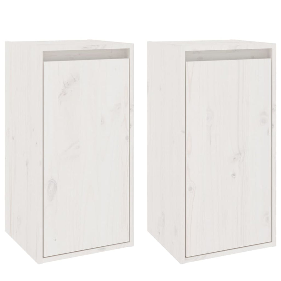 Wandkasten 2 st 30x30x60 cm massief grenenhout wit 2 Wit