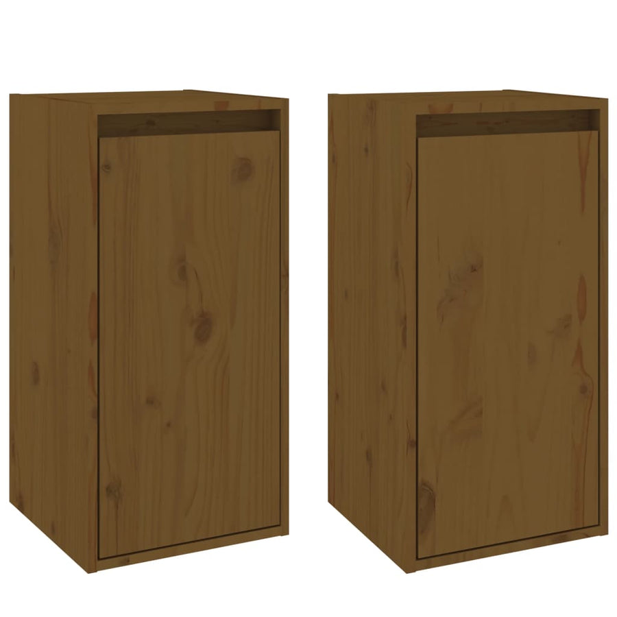 Wandkasten 2 st 30x30x60 cm massief grenenhout honingbruin 2 Honingbruin