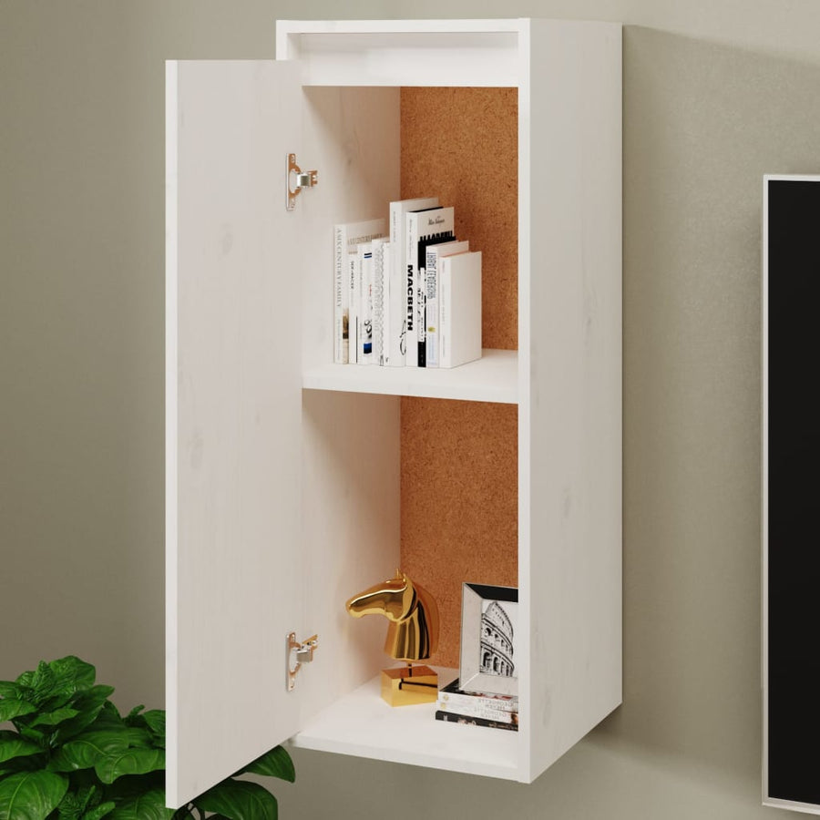 Wandkast 30X30X80 Cm Massief Grenenhout 1 Wit