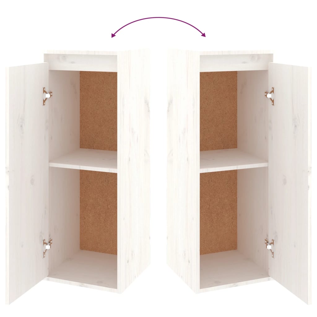 Wandkast 30X30X80 Cm Massief Grenenhout 1 Wit