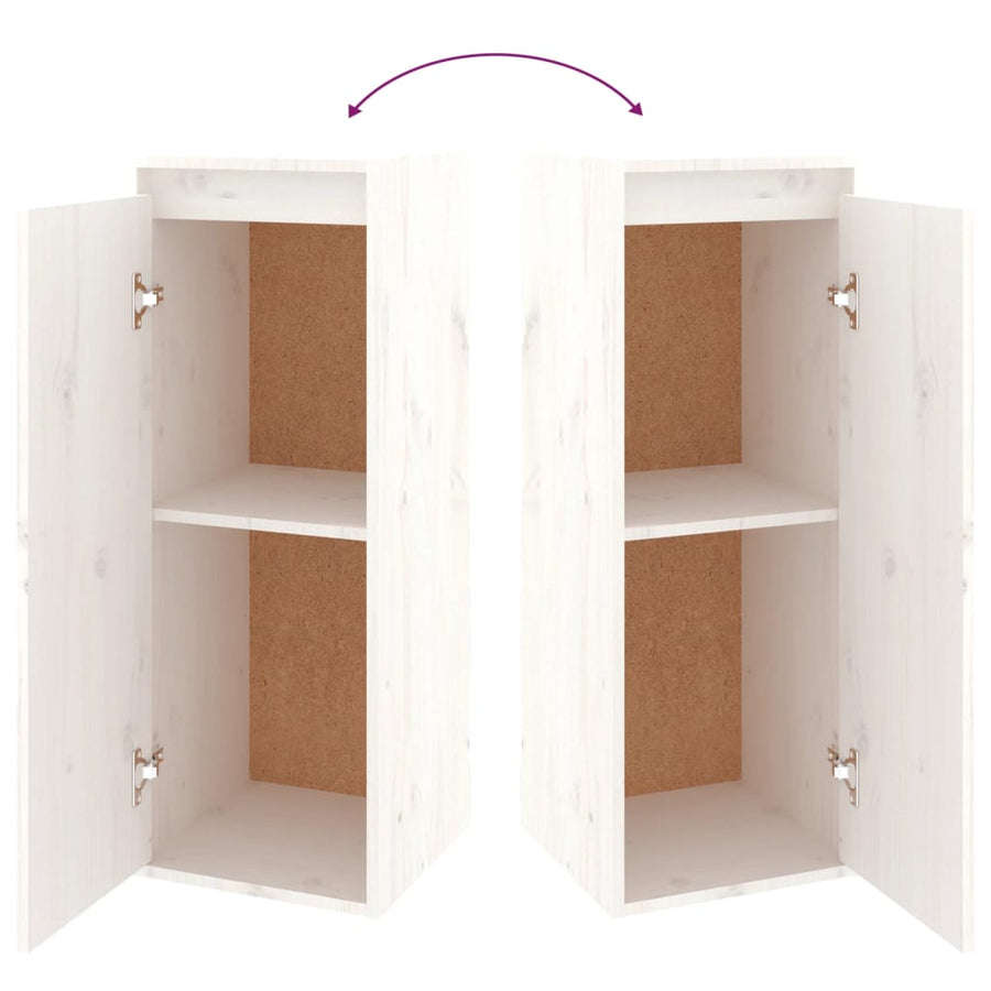 Wandkast 30X30X80 Cm Massief Grenenhout 1 Wit
