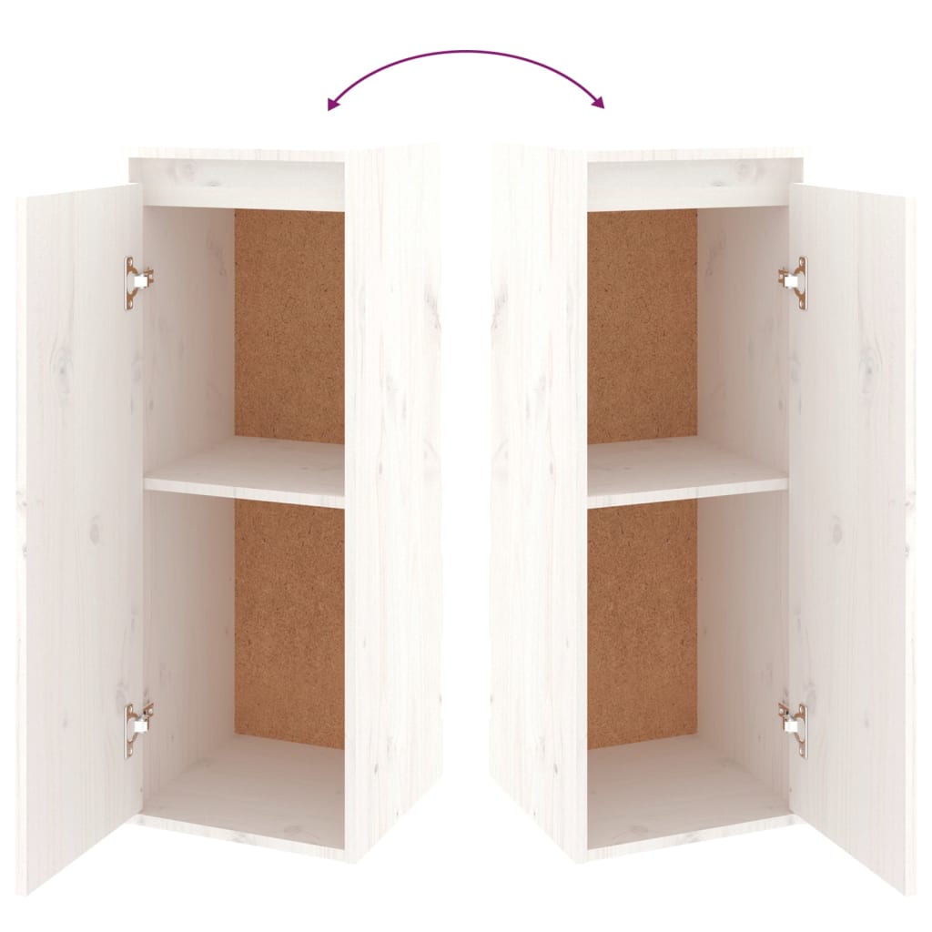 Wandkasten 30X30X80 Cm Massief Grenenhout 2 Wit