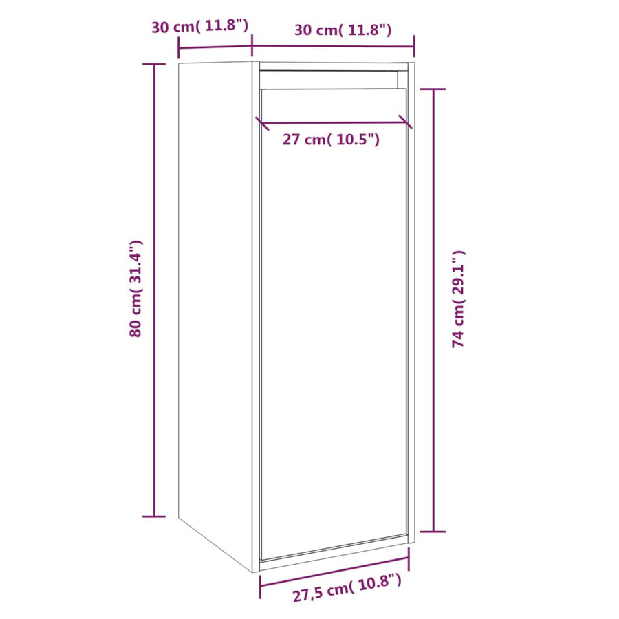 Wandkasten 30X30X80 Cm Massief Grenenhout 2 Wit