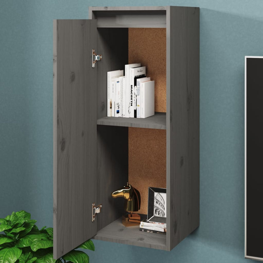 Wandkast 30X30X80 Cm Massief Grenenhout 1 Grijs