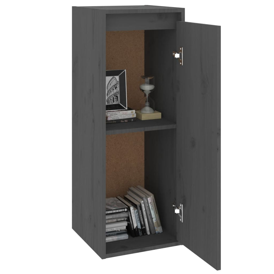 Wandkast 30X30X80 Cm Massief Grenenhout 1 Grijs