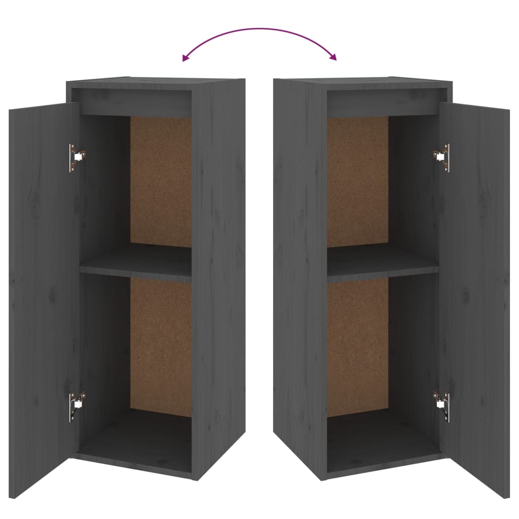 Wandkast 30X30X80 Cm Massief Grenenhout 1 Grijs