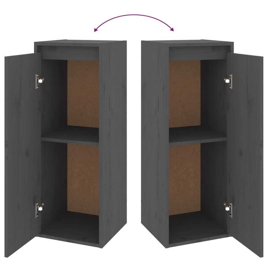 Wandkast 30X30X80 Cm Massief Grenenhout 1 Grijs