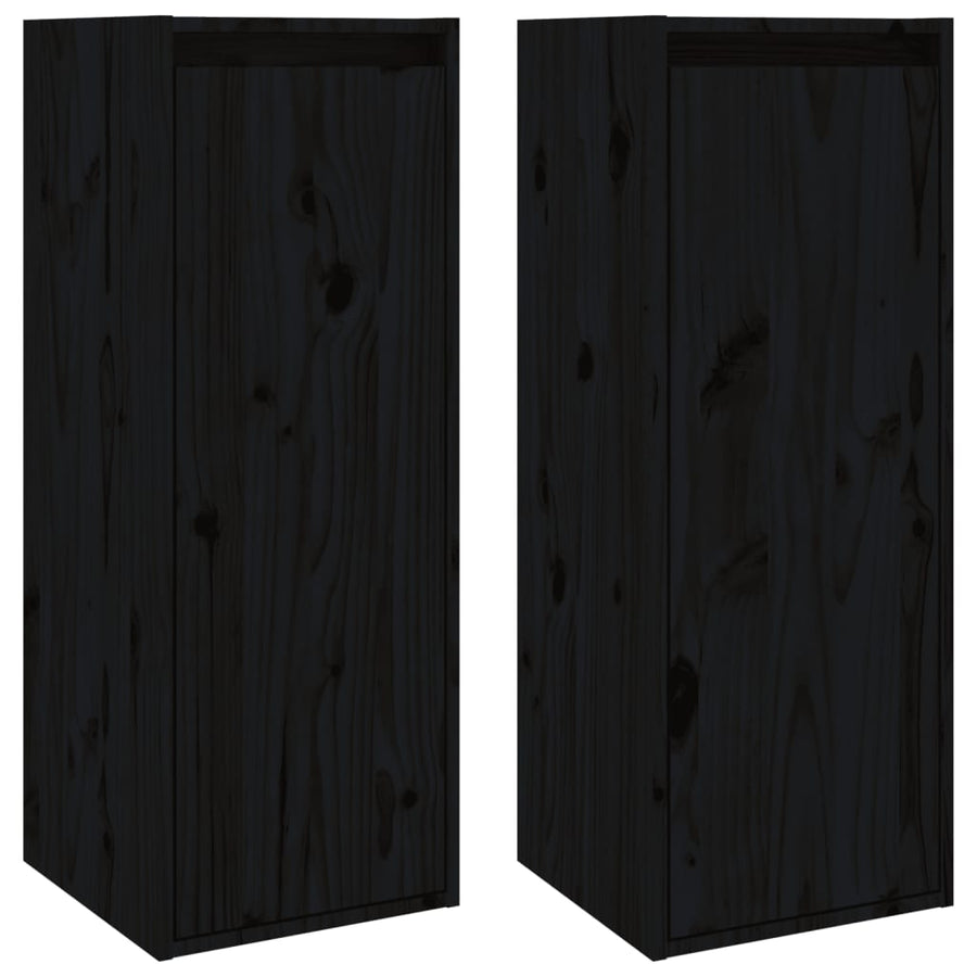 Wandkasten 30X30X80 Cm Massief Grenenhout 2 Zwart